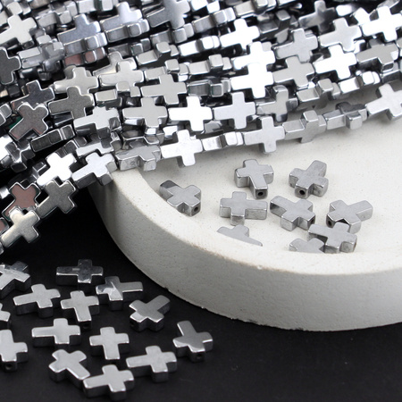 Hematyt srebrny krzyżyk 10x8mm