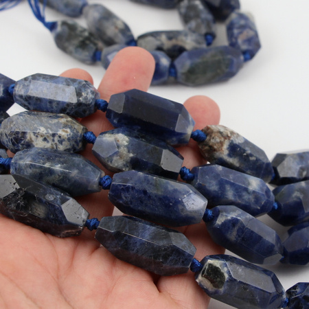 Sodalit baryłka oliwka fasetowana 30mm