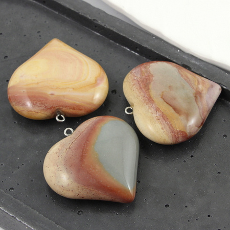 Jaspis brekcja zawieszka serce 40mm
