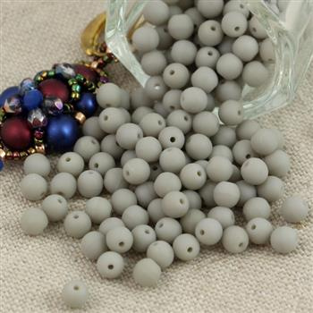 Round Beads Opaque Grey Matted 4mm [50szt]