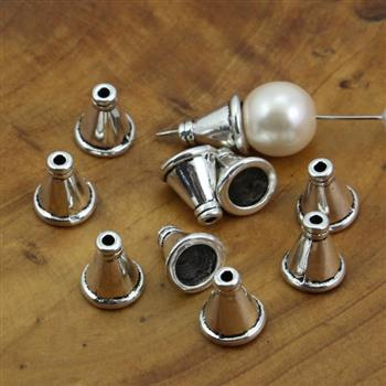 Metalowa czapeczka ozdobny stożek srebrny 11x10mm