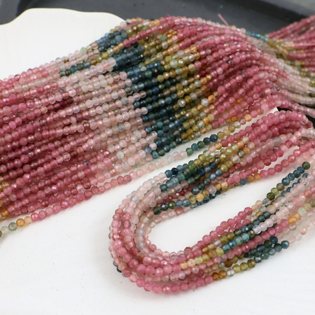 Turmalin multikolor cieniowany kula fasetowana 2,5mm [sznur 38cm]