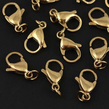 Zapięcie karabińczyk stal szlachetna pozłacana +OG 17mm