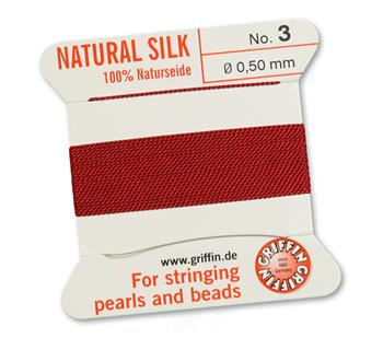 Griffin Nici jedwabne z igłą garnet 0,50mm [2m]