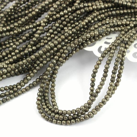 Piryt złoty kula gładka 3mm [sznur 40cm]