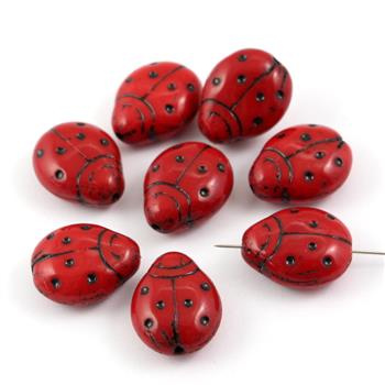 Szklana czerwona biedronka 20x16mm