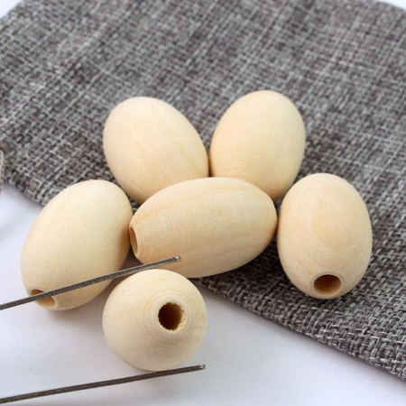 Koralik drewniany oliwka z dużym otworem 30x20mm