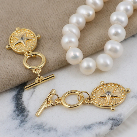 Zapięcie toggle z zawieszką mosiądz pozłacany 9mm