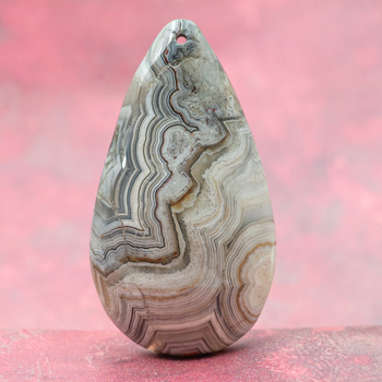 Zawieszka agat koronkowy łezka 52x29mm