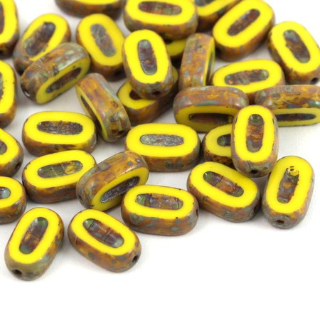 Oval Beads Opaque Yellow Travertine 10x6mm