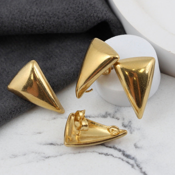 Sztyfty bigle do kolczyków stal szlachetna pozłacana trójkątne 19x13mm [para]