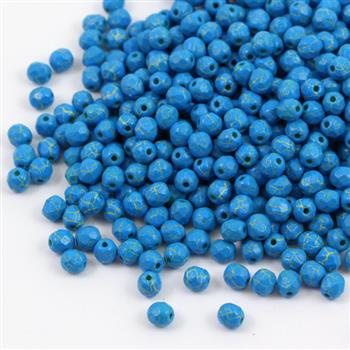 Fire Polish 4mm Turquoise Crackle [20szt]