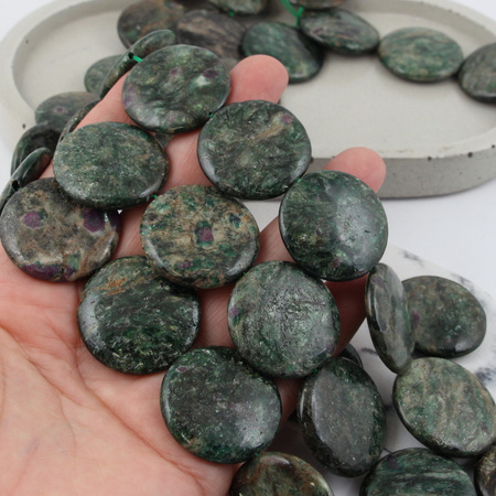 Naturalny szmaragd moneta gładka 30mm