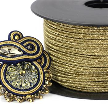 Sznurek sutasz ITALY 3mm dark gold metallic [1metr]