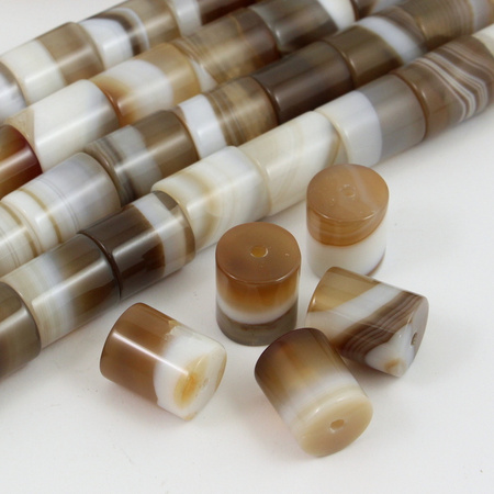 Agat pasiasty brązowy walec 18x15mm