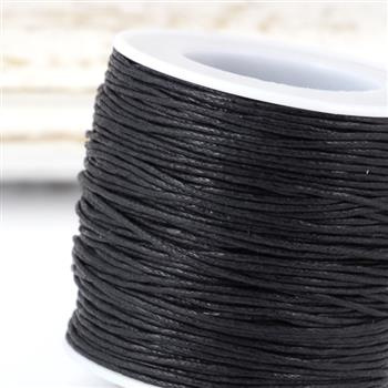 Sznurek bawełniany woskowany czarny 1mm [szpula 80m]