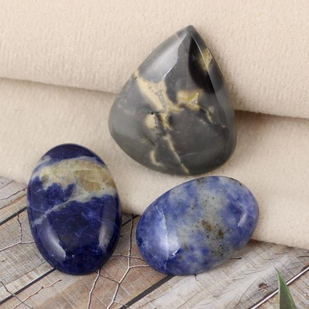 Kaboszony sodalit i agat [zestaw 3szt]