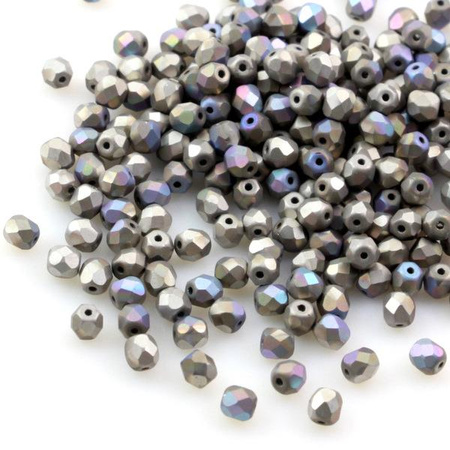 Fire Polish 3mm Crystal Glittery Argentic Matted  [40szt]