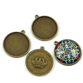 Baza do kaboszonu okrągła mosiężna na wisior 25mm [1szt]