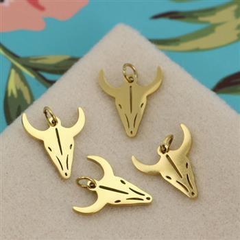 Zawieszka głowa byka stal szlachetna pozłacana PVD 14x12mm