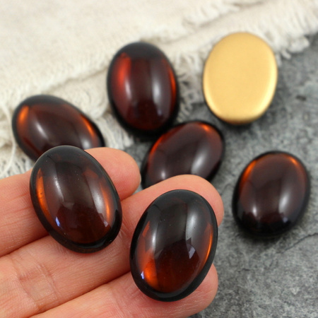 Kaboszon szklany Dk. Topaz - Gold Matte Foiled owal 25x18mm