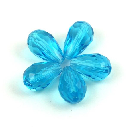 Kryształek szklany kropla fasetowana turkusowa 15x10mm