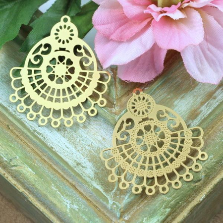 Baza ażurowa stal szlachetna pozłacana 36x32mm