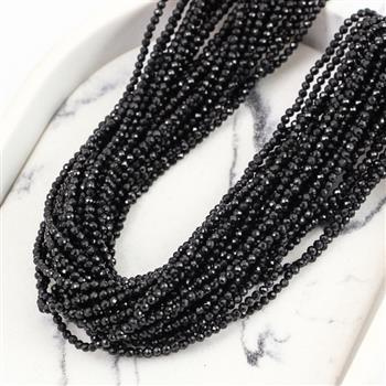 Turmalin czarny kula fasetowana 2mm [sznur 39cm]