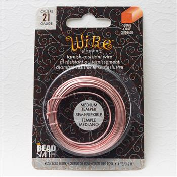 Beadsmith Drut miedziany kwadratowy ROSE GOLD 0,7mm/3,6m