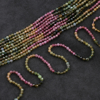 Turmalin multikolor kula fasetowana 3mm [sznur 39cm]