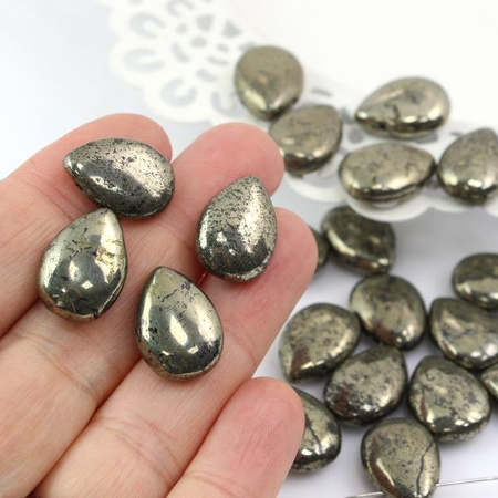 Piryt złoty łezka gładka 18x13mm