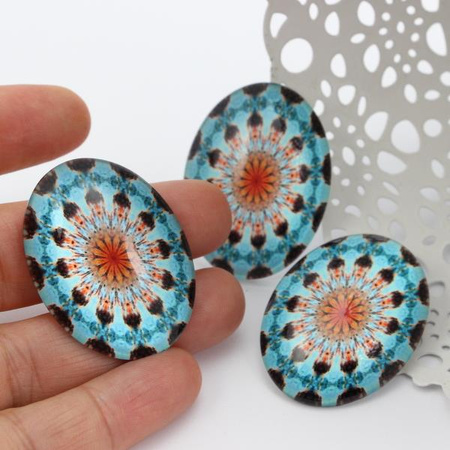 Kaboszon szklany z grafiką azulejo owal 40x30mm