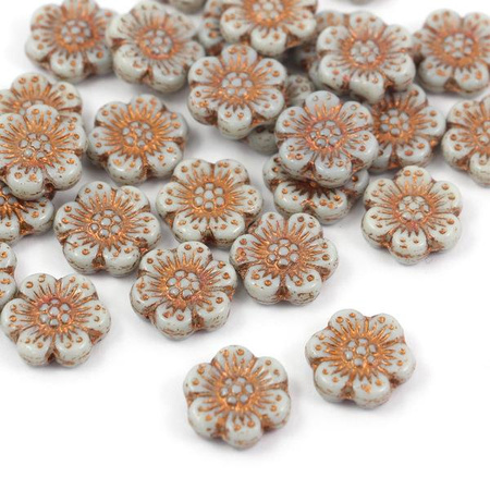 Anemone Flower Beads Opaque Gray Bronze Patina 14mm [1szt]