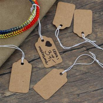 Metki z gumką do biżuterii brązowa 33x18mm [50szt]