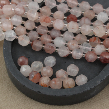 Kwarc czerwony kula beczułka fasetowana 10x9mm