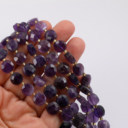 Ametyst moneta fasetowana 10mm