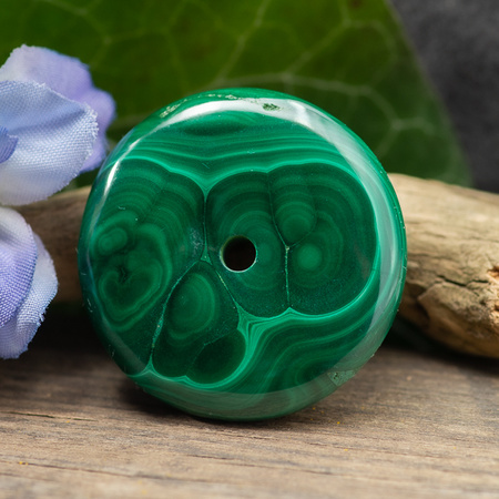 Zawieszka malachit naturalny donut 33mm