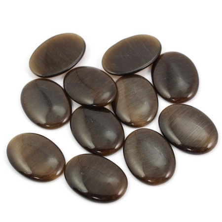 Kaboszon kocie oko owal brązowy 25x18mm