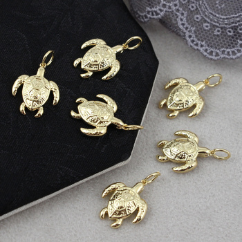 Zawieszka żółw mosiądz złocony 15x13mm