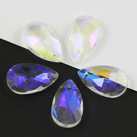 Kryształek szklany łezka fasetowana crystal AB 22x13mm