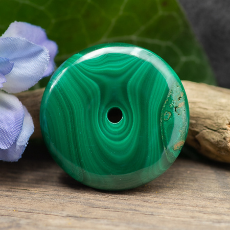 Zawieszka malachit naturalny donut 33mm