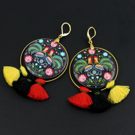 Drewniany krążek baza kolczyka polski folk 40mm