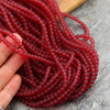 Szkło matowe kula bordowa 4mm [sznur 80cm]
