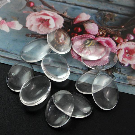 Kaboszon szklany przezroczysty owal 25x18mm