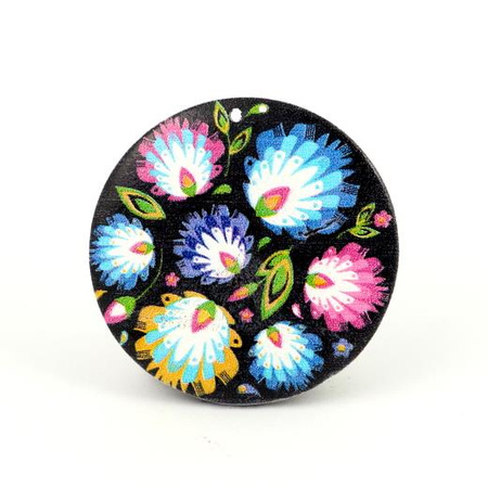 Drewniany krążek baza kolczyka polski folk 40mm