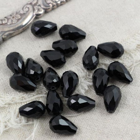 Kryształek szklany kropla fasetowana czarna 15x10mm
