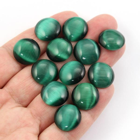 Kaboszon kocie oko okrągły szmaragdowy zielony 16mm