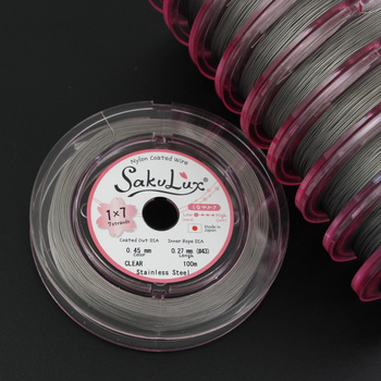 Japońska linka stalowa jubilerska SakuLux 7-splotowa Silver 0,45mm [szpula 100m]