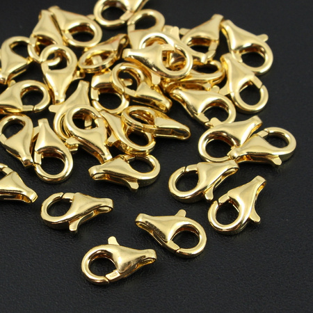 Zapięcie srebrne pozłacane karabińczyk 13mm Ag925