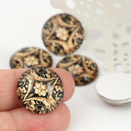 Kaboszon szklany z grafiką baroque moneta 20mm